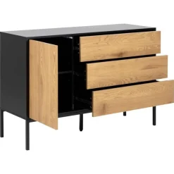 Nordhavn Dressoirs|Industriele Kasten|Hektor Dressoir Zwart/Naturel 120cm