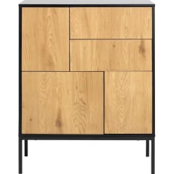 Nordhavn Dressoirs|Industriele Kasten|Hektor Dressoir Zwart/Naturel 80cm