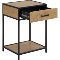 Nordhavn Nachtkastjes|Industriele Kasten|Hektor Nachtkastje Naturel 1 lade 42cm