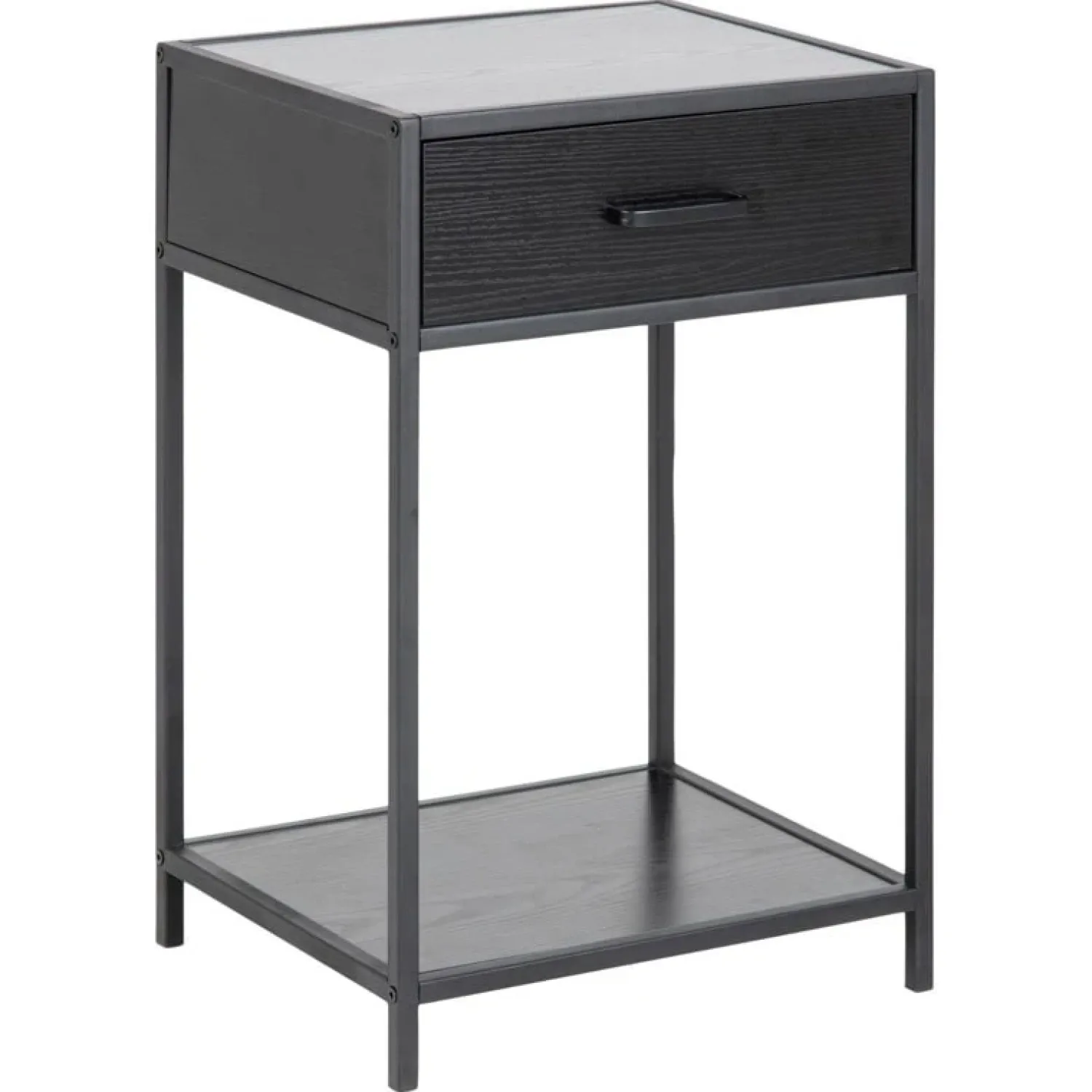 Nordhavn Nachtkastjes|Industriele Kasten|Hektor Nachtkastje Zwart 1 lade 42cm