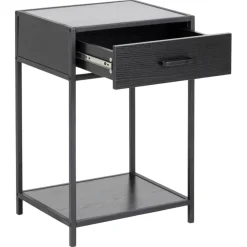 Nordhavn Nachtkastjes|Industriele Kasten|Hektor Nachtkastje Zwart 1 lade 42cm