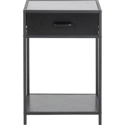 Nordhavn Nachtkastjes|Industriele Kasten|Hektor Nachtkastje Zwart 1 lade 42cm