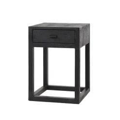Kalfort Nachtkastjes|Industriele Kasten|Helga Nachtkastje 1 lade Zwart Acaciahout 35cm