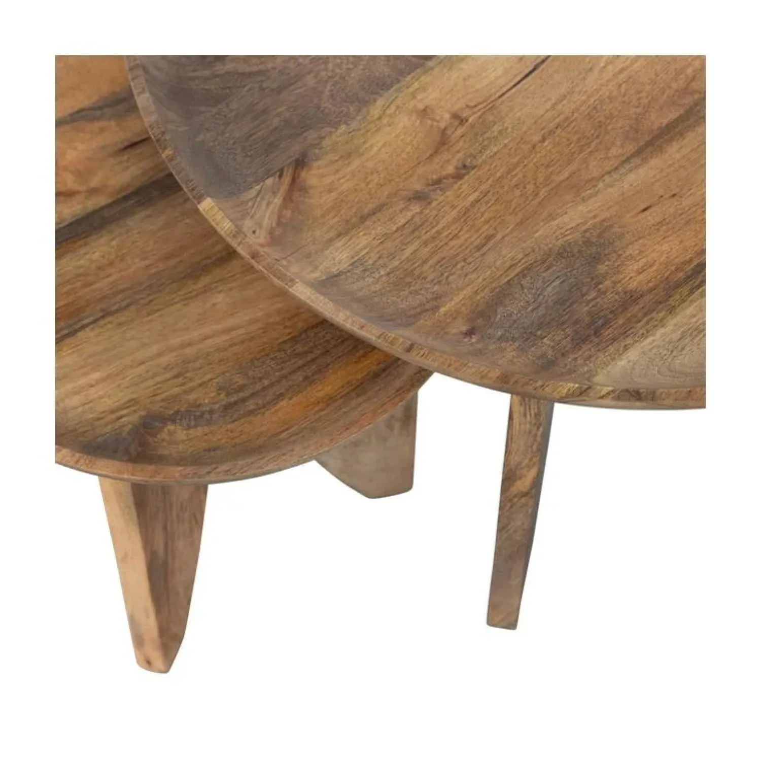 vtwonen Bijzettafels|High Heels Bijzettafels mangohout naturel set van 2