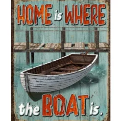 Cavetown Metalen Borden|Home is where the boat is - metalen bord