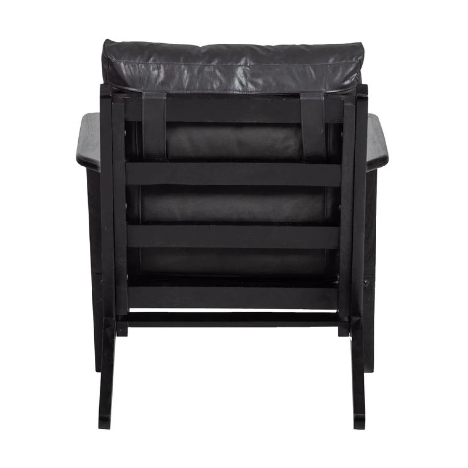 WOOOD Fauteuils|Houston Fauteuil leer/hout zwart