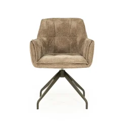 Eleonora Eetkamerstoelen|Hugo Eetkamerstoel Taupe stof