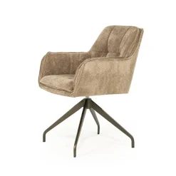 Eleonora Eetkamerstoelen|Hugo Eetkamerstoel Taupe stof