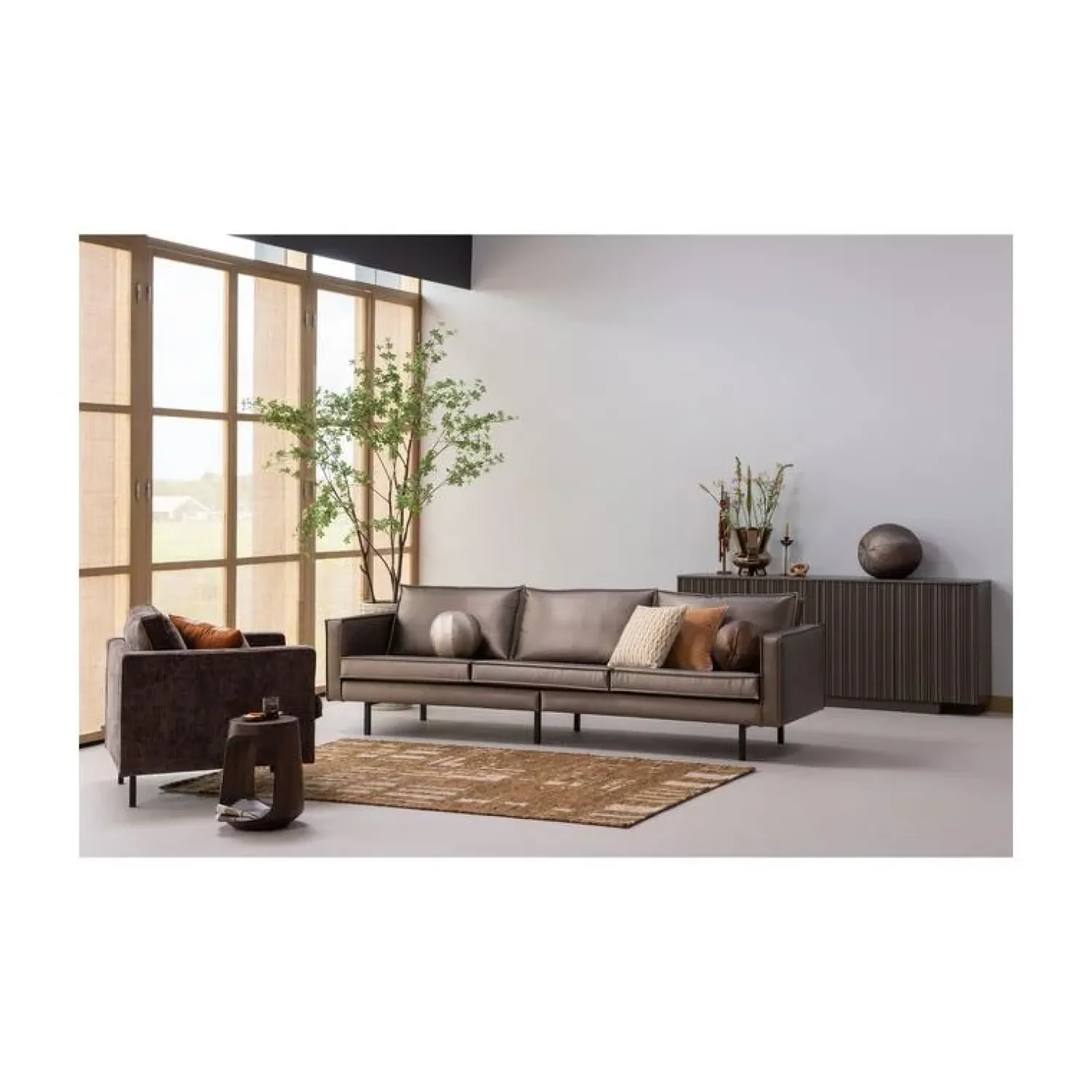 WOOOD Vloerkleden|Ian Handgeweven vloerkleed wol/katoen bruin 170x240cm