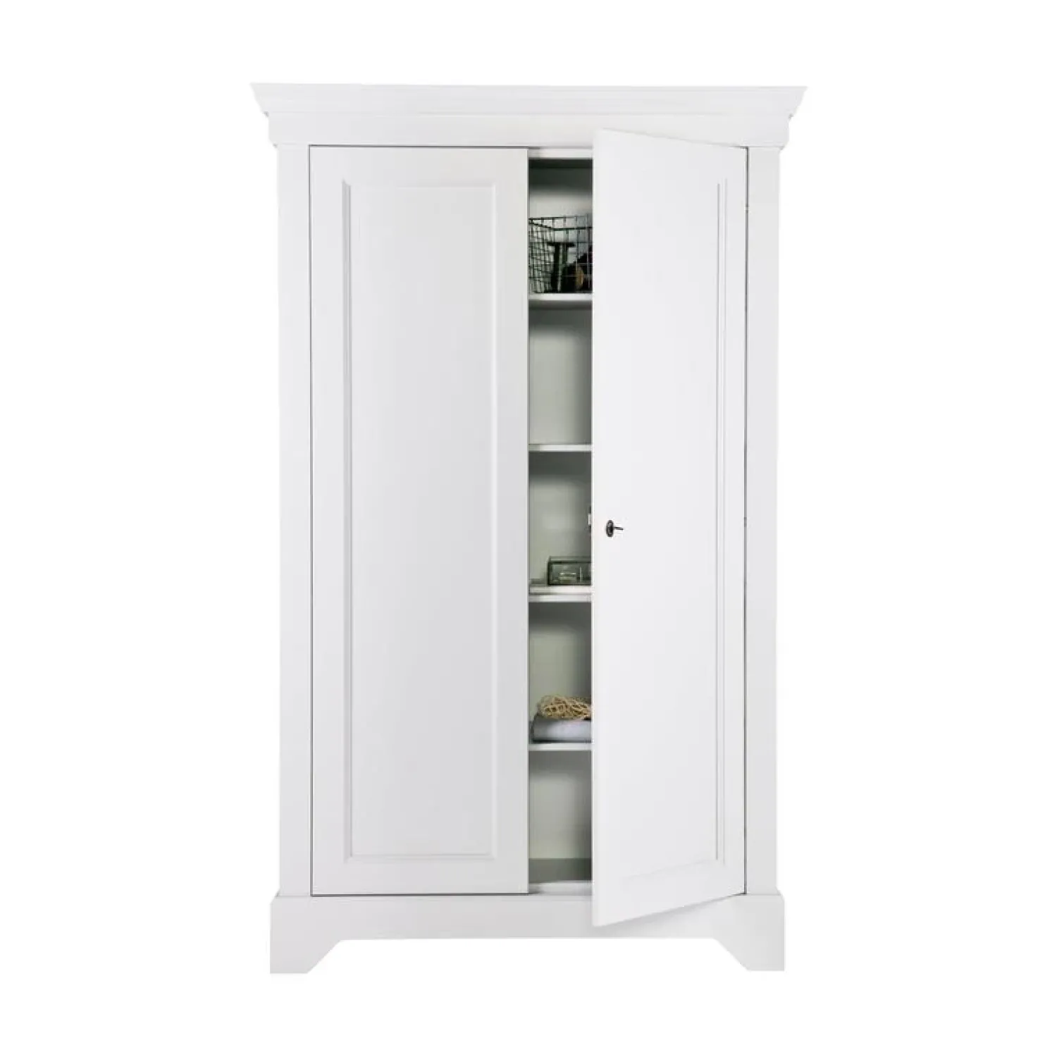 WOOOD Vitrinekasten|Industriele Kasten|Isabel Brocante kast grenen wit 118cm