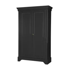 WOOOD Vitrinekasten|Industriele Kasten|Isabel Brocante kast grenen zwart 118cm