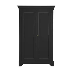 WOOOD Vitrinekasten|Industriele Kasten|Isabel Brocante kast grenen zwart 118cm