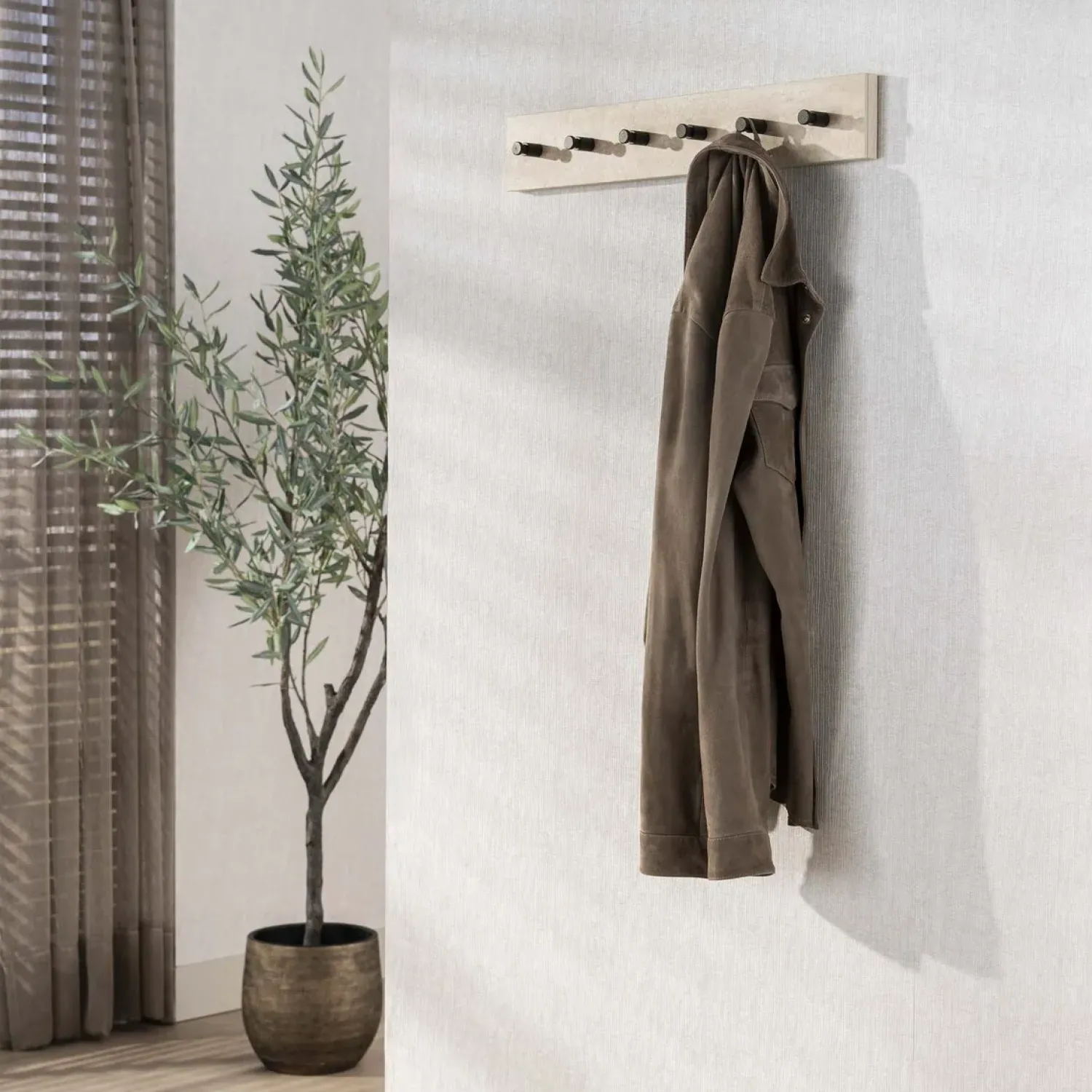 Kalfort Kapstokken|Isabella Kapstok 6 haken Travertine 60cm