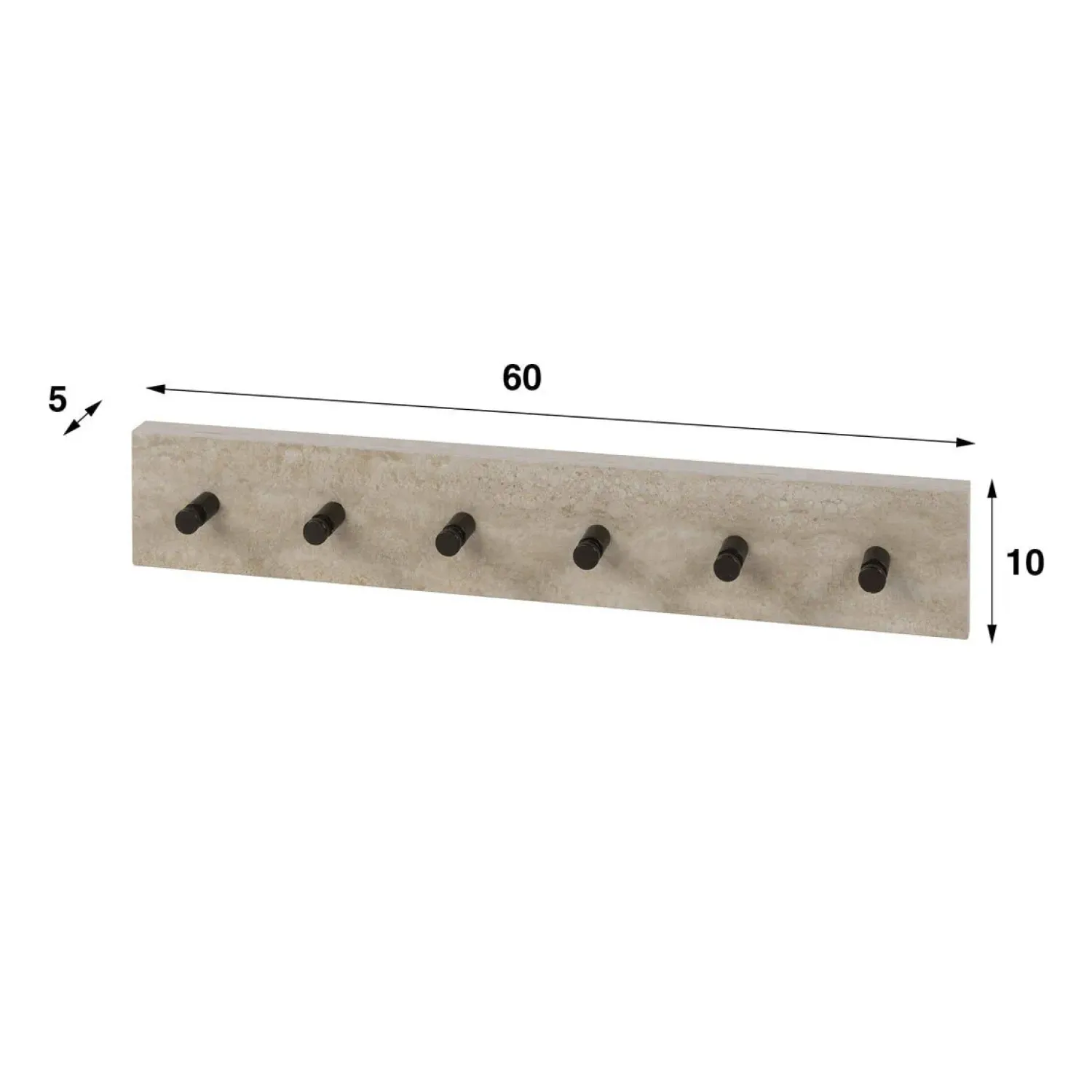 Kalfort Kapstokken|Isabella Kapstok 6 haken Travertine 60cm
