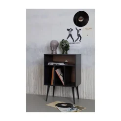 WOOOD Nachtkastjes|Industriele Kasten|James Kastje zwart/walnoot 60cm