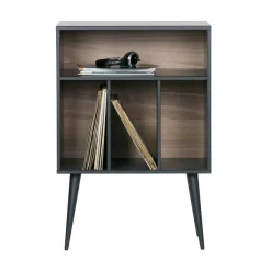 WOOOD Nachtkastjes|Industriele Kasten|James Kastje zwart/walnoot 60cm