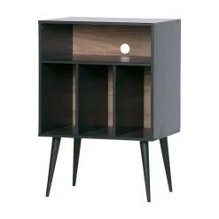 WOOOD Nachtkastjes|Industriele Kasten|James Kastje zwart/walnoot 60cm