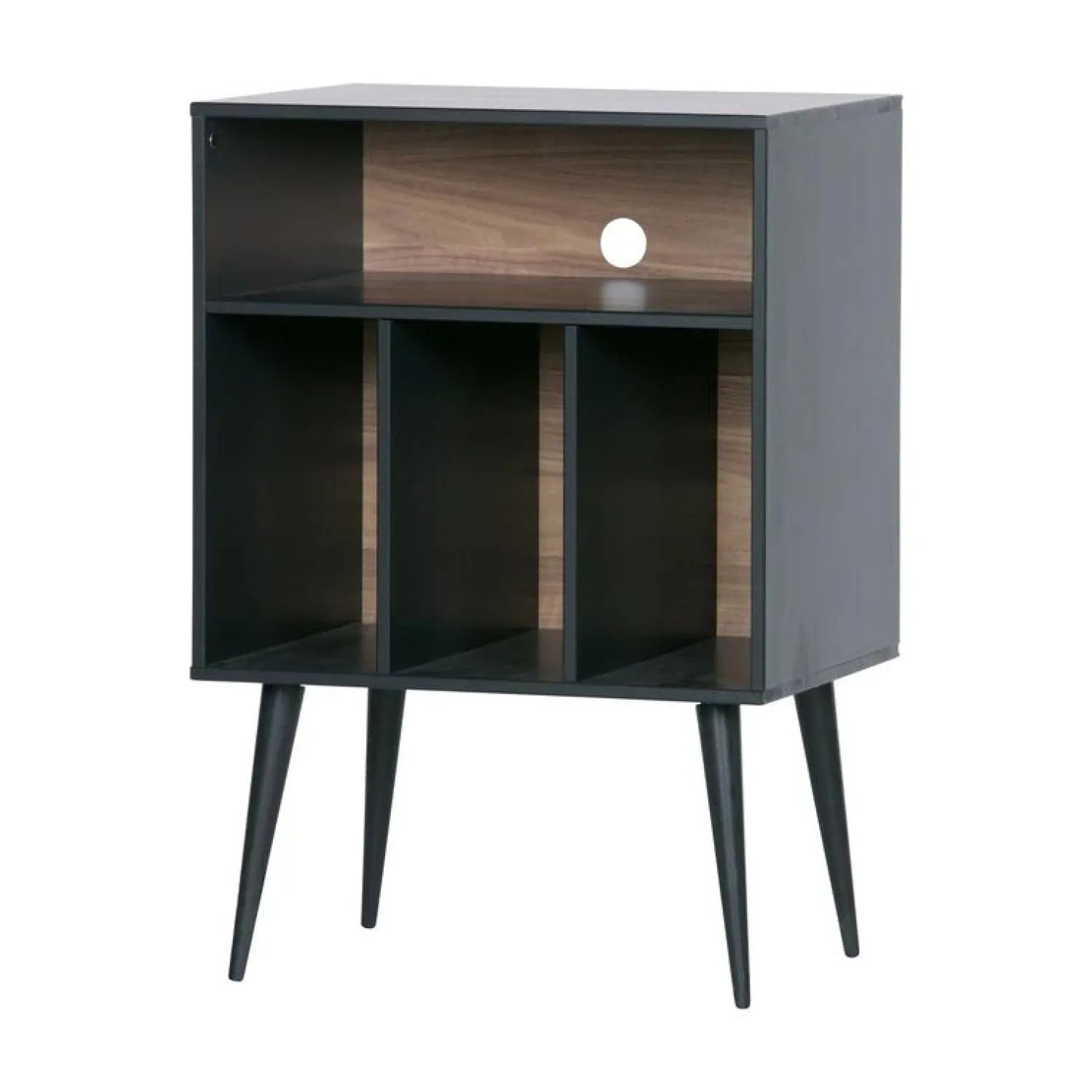 WOOOD Nachtkastjes|Industriele Kasten|James Kastje zwart/walnoot 60cm