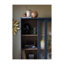 WOOOD Vitrinekasten|Industriele Kasten|James Vitrinekast zwart/walnoot 125cm
