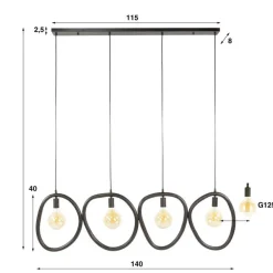 Kalfort Hanglampen|Jane 4-lichts Hanglamp Artic zwart