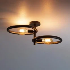 Kalfort Plafondlampen|Jane 2-lichts Plafondlamp Artic zwart