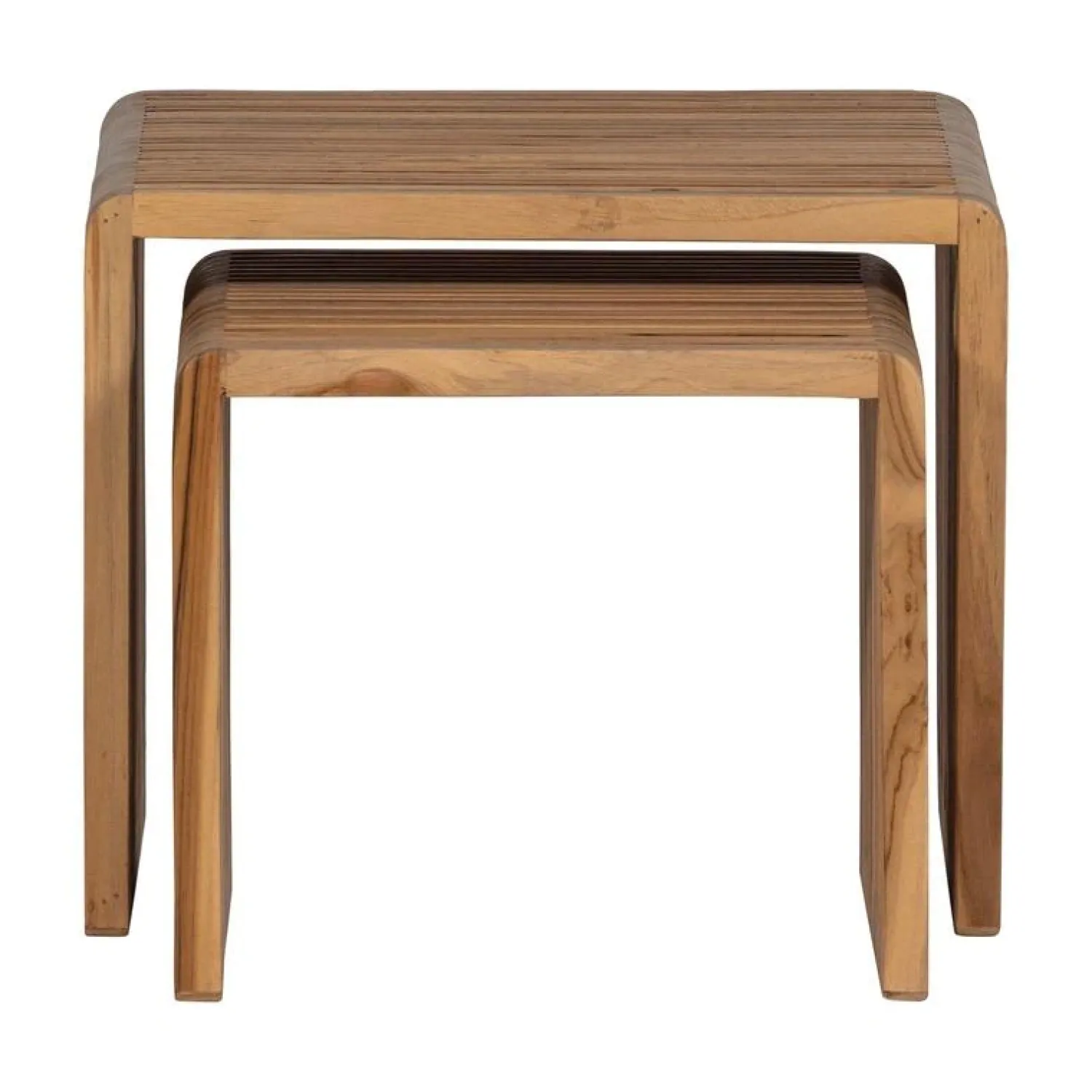 WOOOD Bijzettafels|Jasmijn Bijzettafel recycled teak naturel set van 2