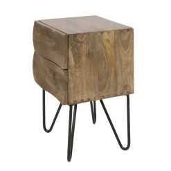 Kalfort Nachtkastjes|Industriele Kasten|Jasmina Nachtkastje 2 lades Mangohout 40cm