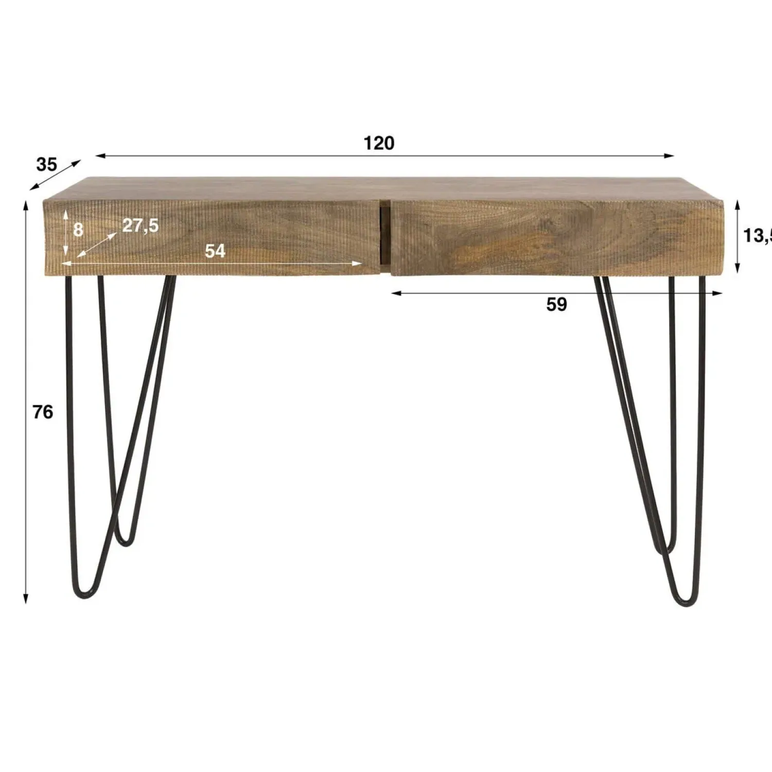 Kalfort Sidetables|Jasmina Sidetable 2 lades Mangohout 120cm