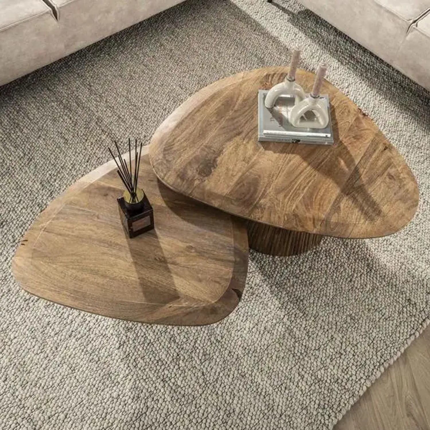 Kalfort Salontafels|Jean Salontafel set van 2 driehoekig Mangohout
