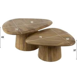 Kalfort Salontafels|Jean Salontafel set van 2 driehoekig Mangohout