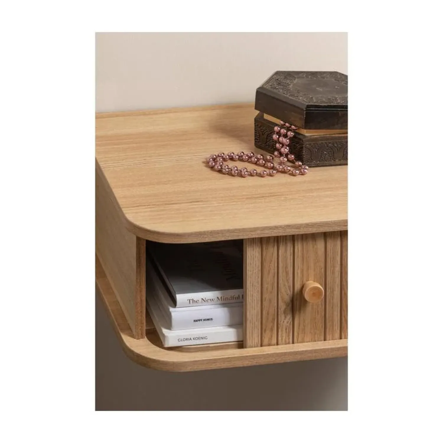 WOOOD Nachtkastjes|Industriele Kasten|Jena Hangend nachtkastje links/rechts MDF/grenen naturel 40cm