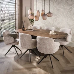 Kalfort Eettafels|Jennie Eettafel deens ovaal Bruin 215cm