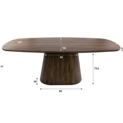 Kalfort Eettafels|Jennie Eettafel deens ovaal Bruin 215cm
