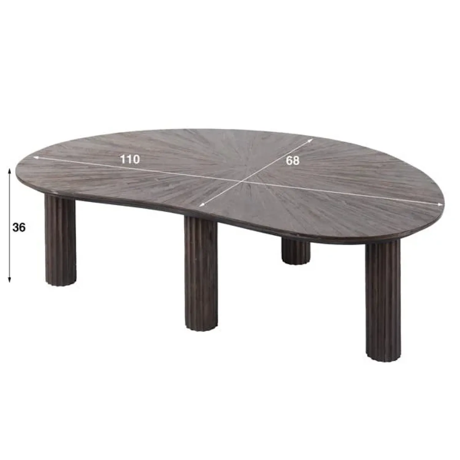 Kalfort Salontafels|Jill Salontafel niervormig Teakhout 110cm