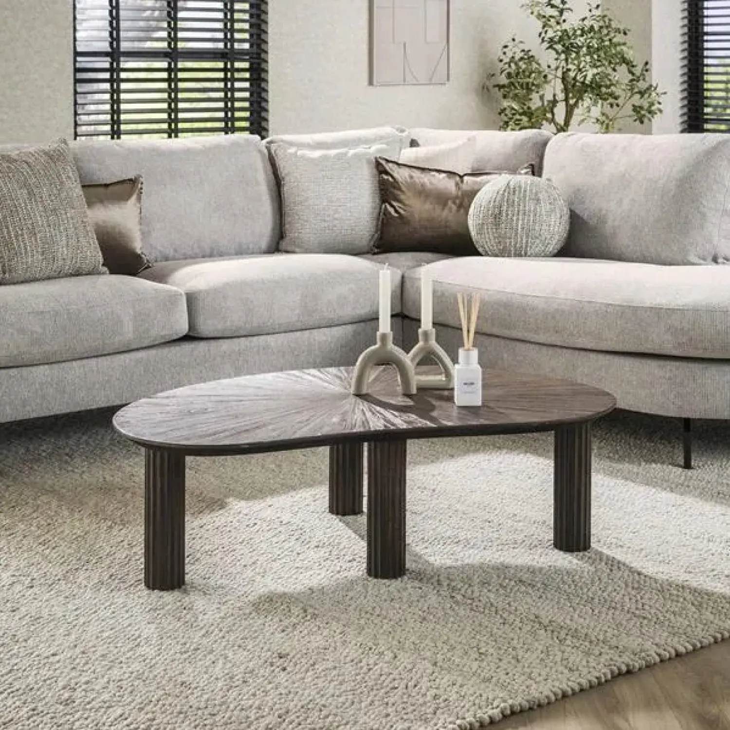 Kalfort Salontafels|Jill Salontafel niervormig Teakhout 110cm