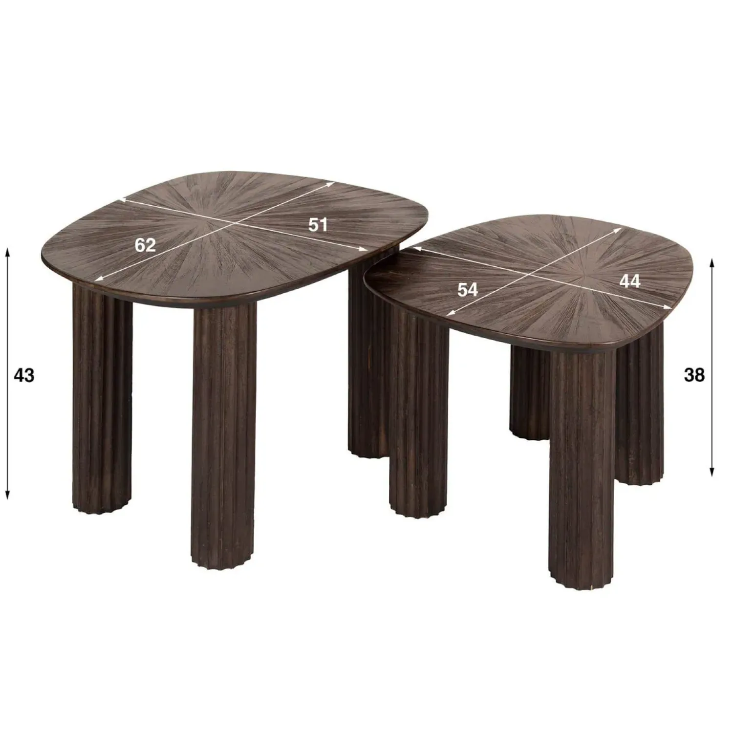 Kalfort Salontafels|Jill Salontafel set van 2 driehoekig Teakhout
