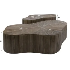 Kalfort Salontafels|Jill Teak XL Salontafel Shamrock Set van 2 Teakhout Espresso
