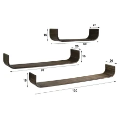Kalfort Wandplanken|Wandplanken|Jill Wandplank U-vorm set van 3 Teakhout