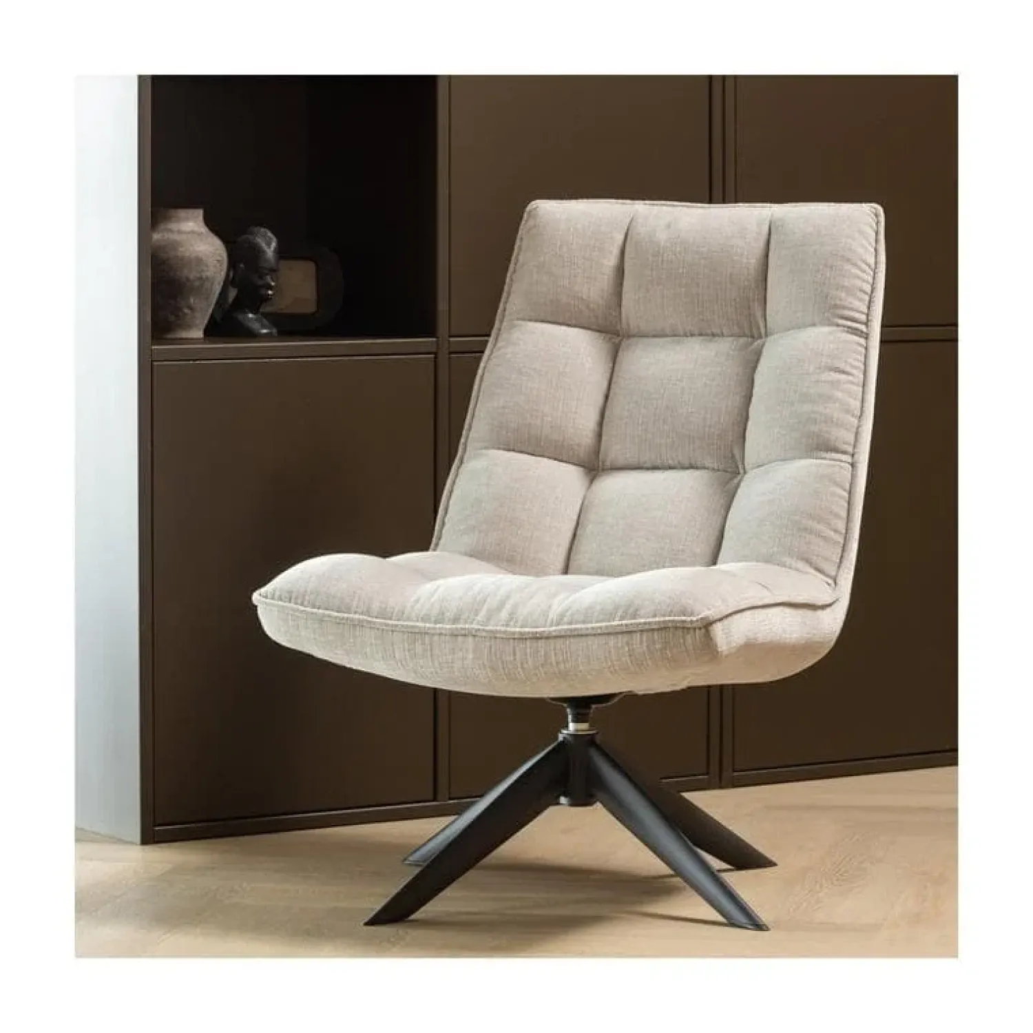 WOOOD Fauteuils|Jouke Draaifauteuil Chenille Naturel