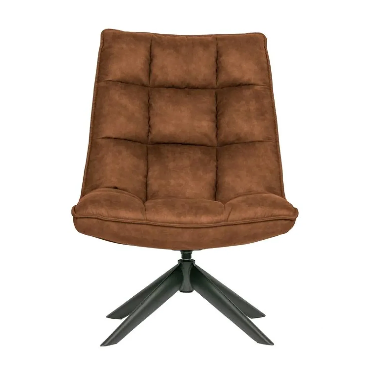 WOOOD Fauteuils|Jouke Draaifauteuil leerlook cognac