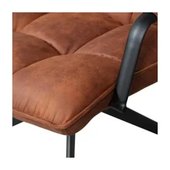 WOOOD Fauteuils|Jouke Draaifauteuil met armleuning leerlook cognac