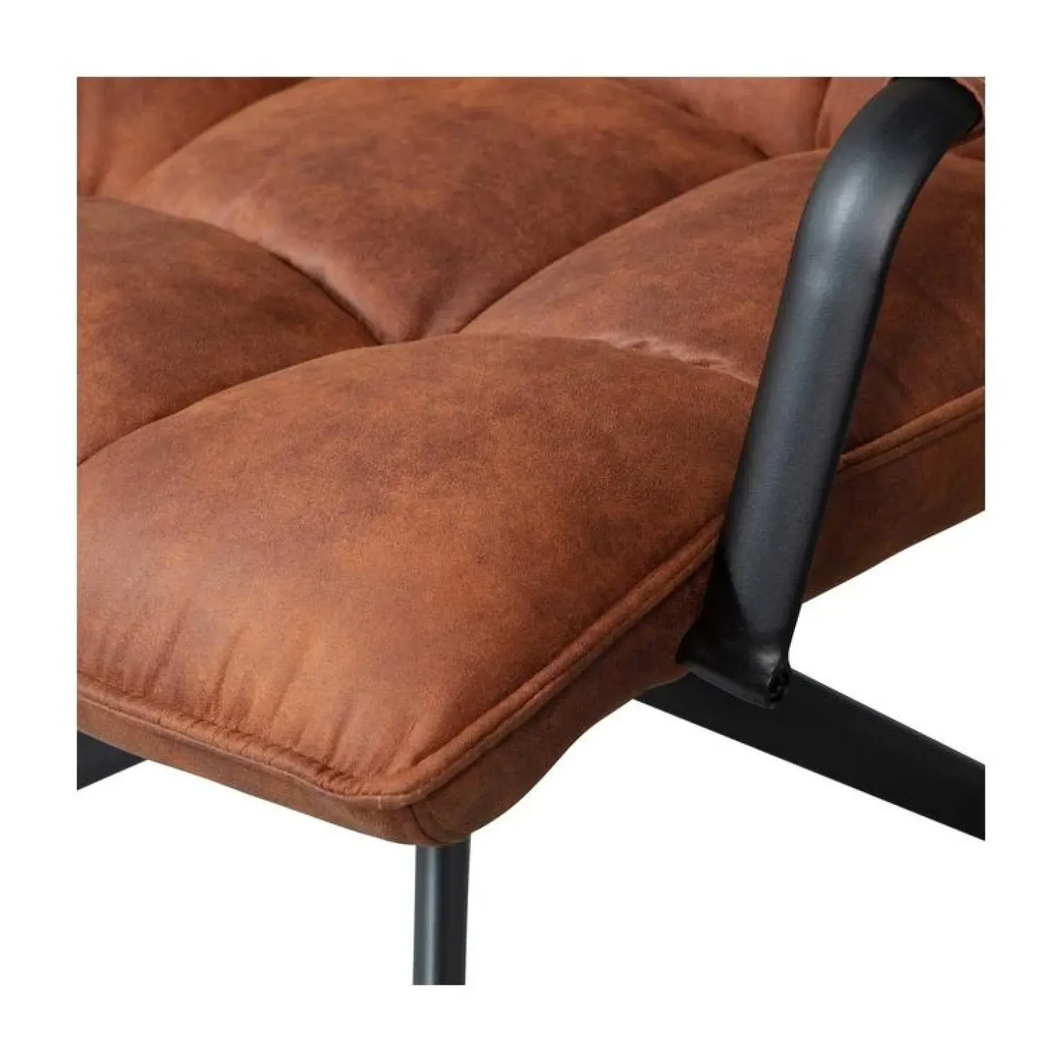WOOOD Fauteuils|Jouke Draaifauteuil met armleuning leerlook cognac