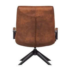 WOOOD Fauteuils|Jouke Draaifauteuil met armleuning leerlook cognac
