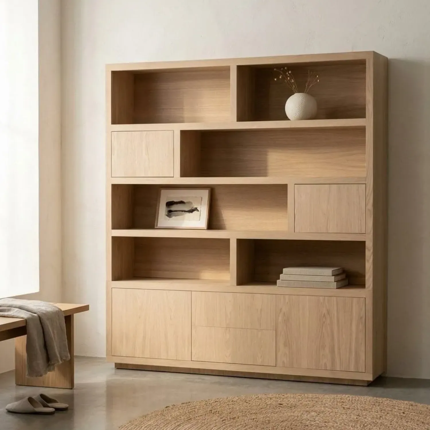 Eleonora Vakkenkasten|Boekenkasten|Kabinet Helsinki Naturel 200x220cm