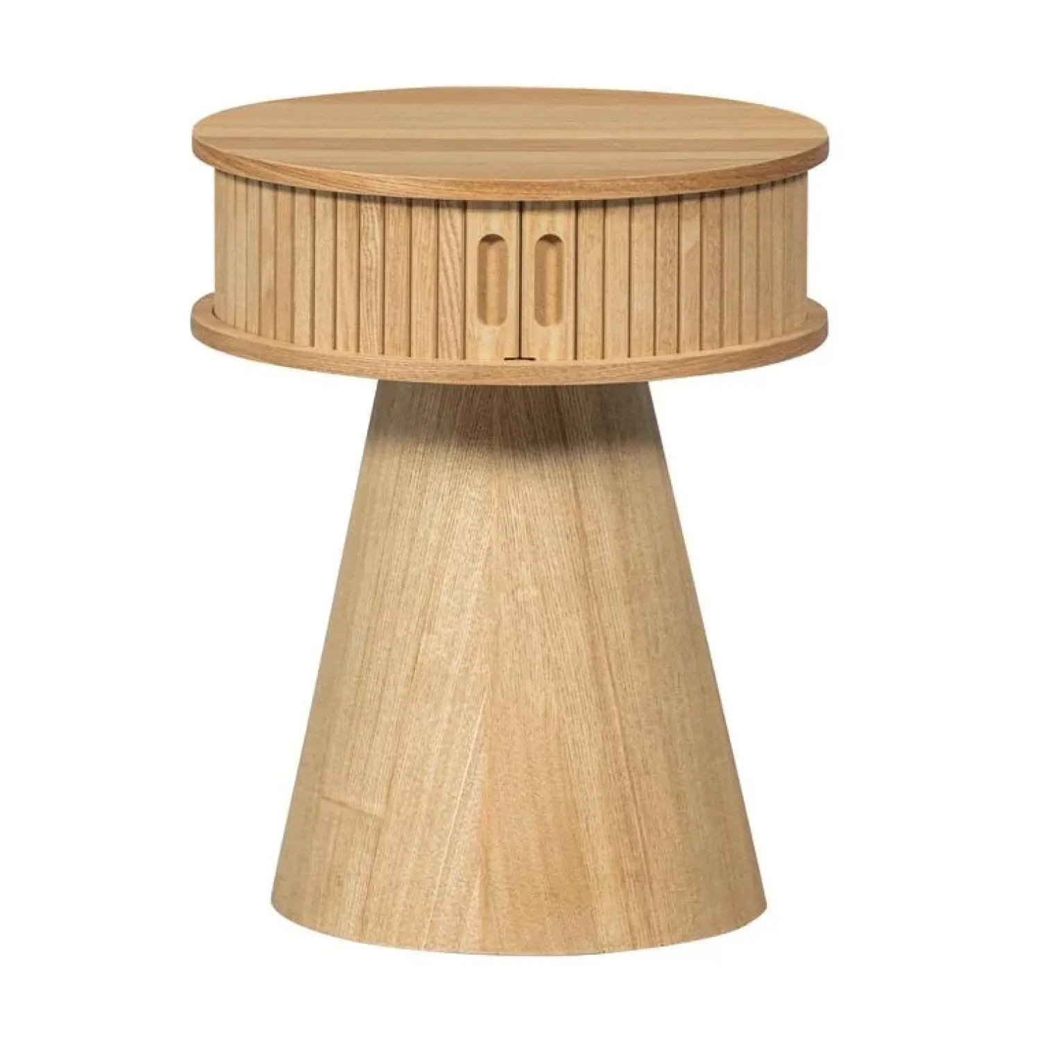 WOOOD Nachtkastjes|Industriele Kasten|Karri Nachtkastje rond MDF/grenen naturel 38cm
