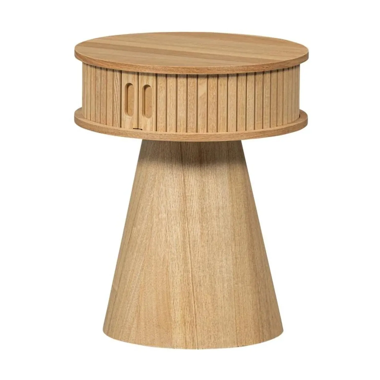 WOOOD Nachtkastjes|Industriele Kasten|Karri Nachtkastje rond MDF/grenen naturel 38cm