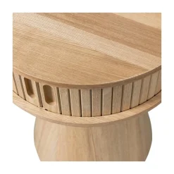 WOOOD Nachtkastjes|Industriele Kasten|Karri Nachtkastje rond MDF/grenen naturel 38cm