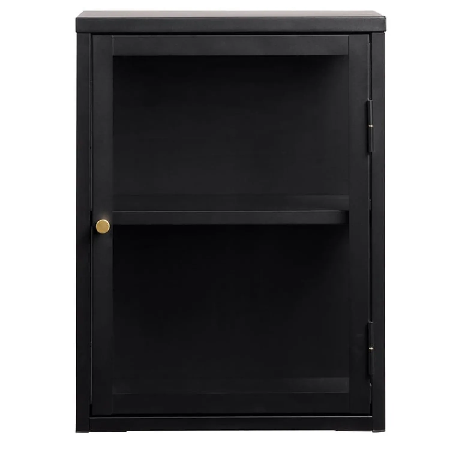 LykkeHome Boekenkasten|Vakkenkasten|Kaya 1 deurs wandkast zwart metaal 60cm