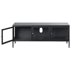 LykkeHome Industriele Kasten|Tv Meubels|Kaya TV meubel zwart metaal 132cm