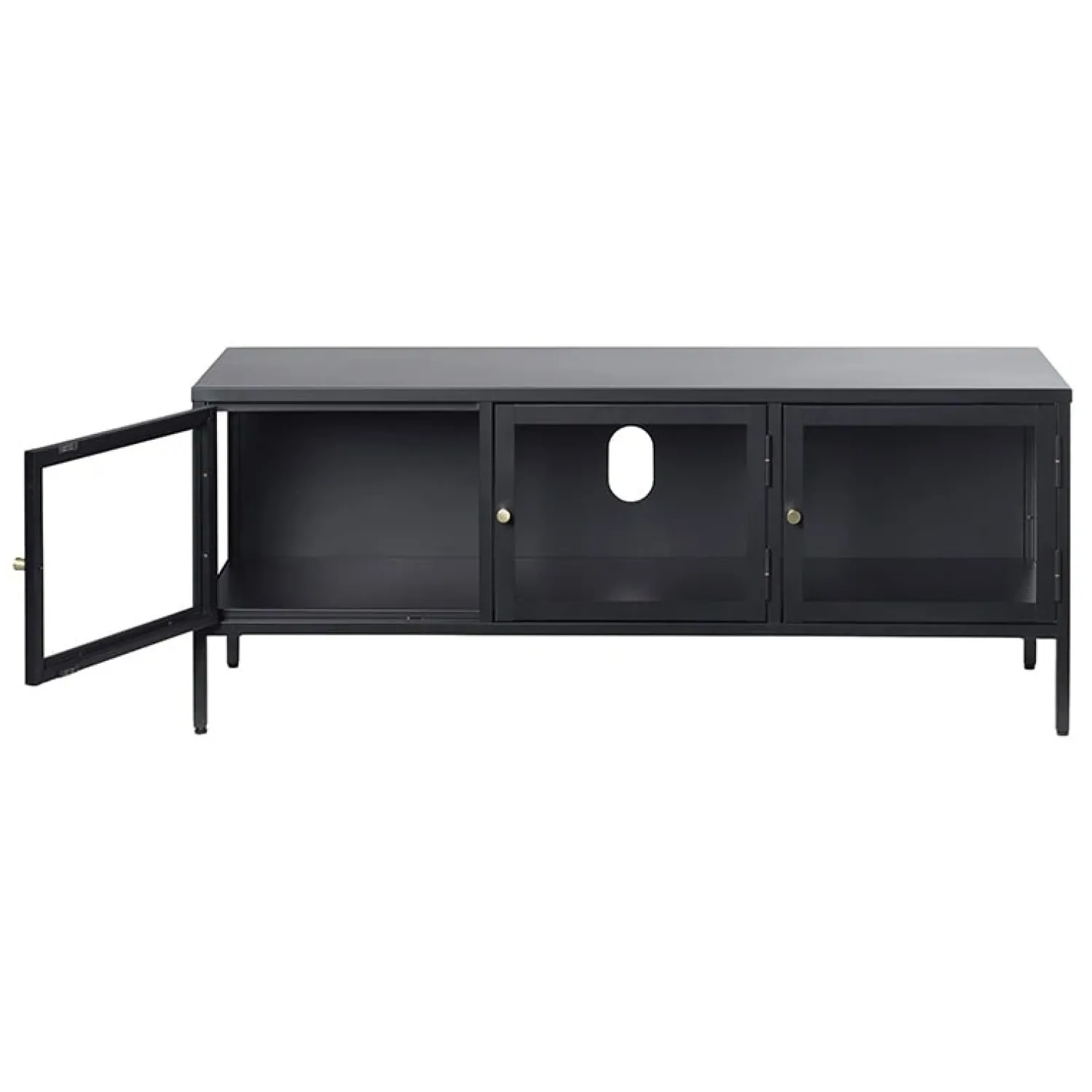 LykkeHome Industriele Kasten|Tv Meubels|Kaya TV meubel zwart metaal 132cm